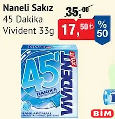 VİVİDENT NANELİ SAKIZ 45 DAKİKA 33 G